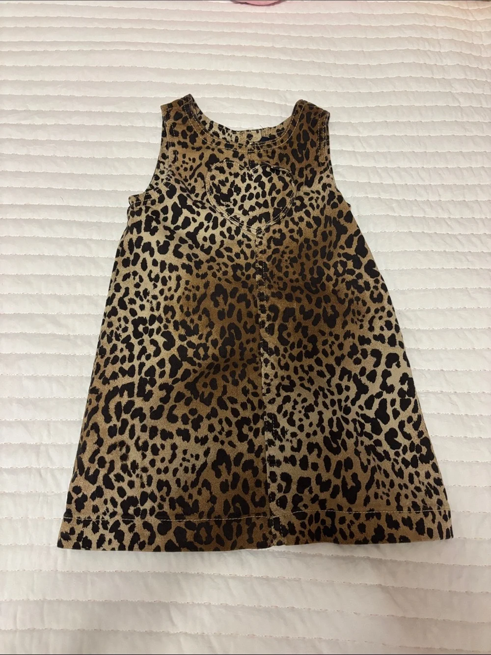 Leopard Print Sleeveless Girls - Brown Denim Jumper